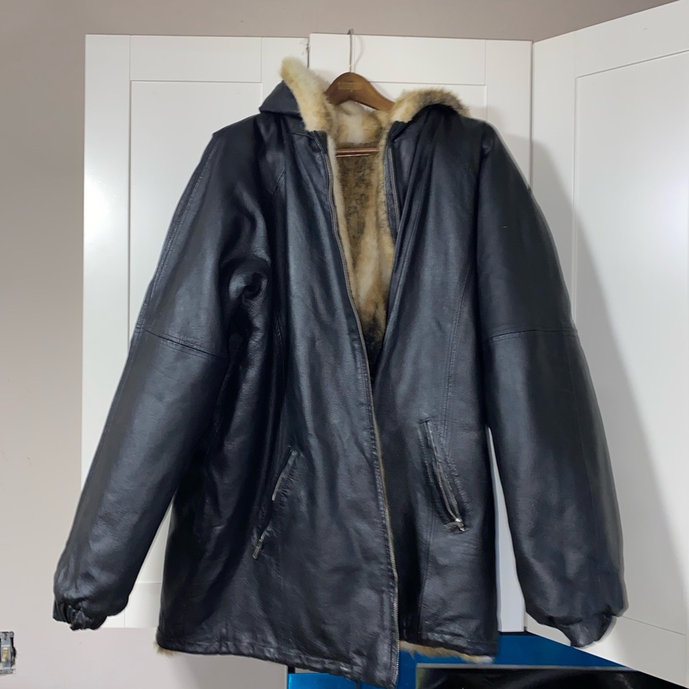 Mark Andre New York XL Mens Reversible Leather Fur Coat Italy Skin - Picture 3 of 7
